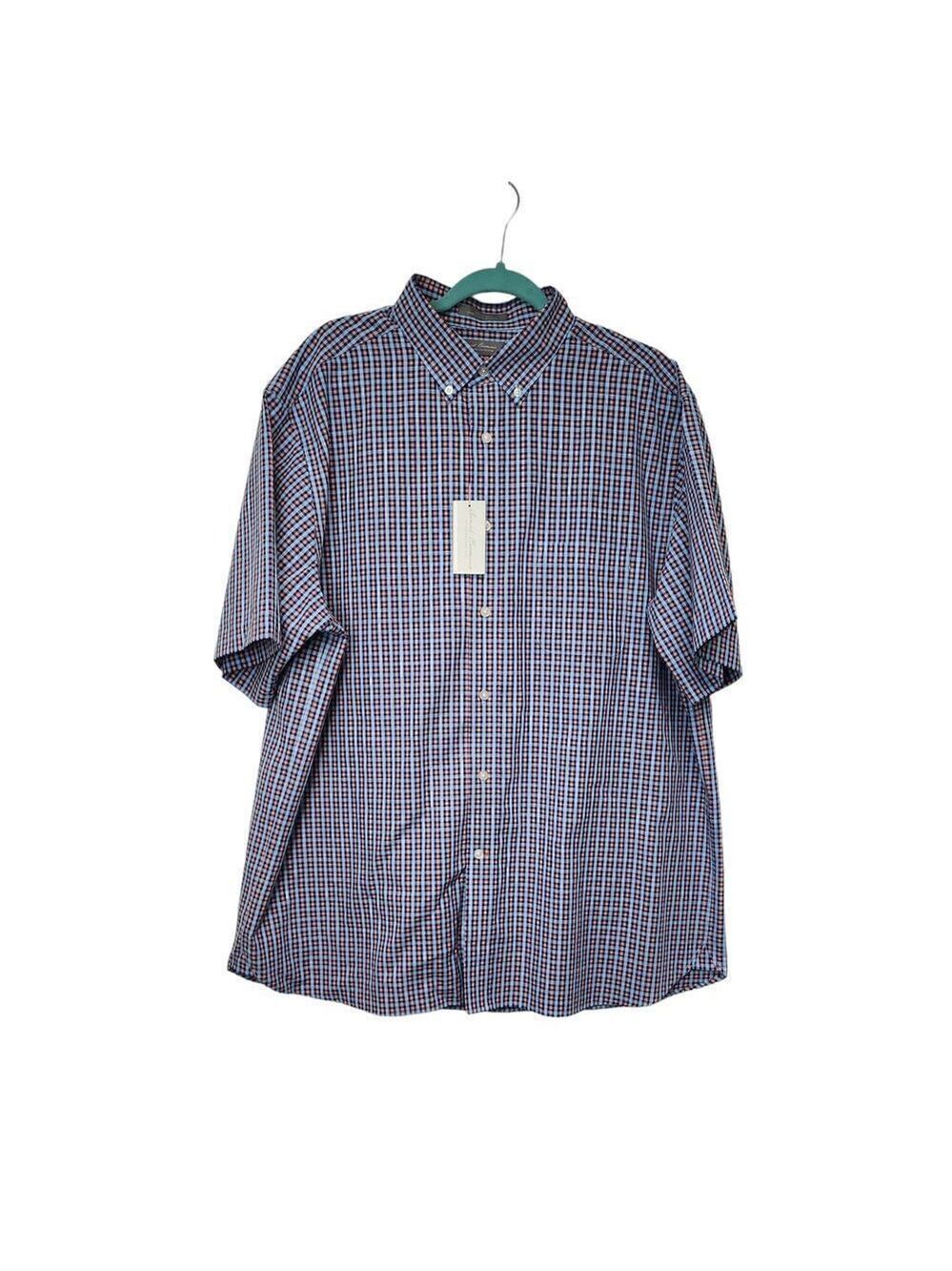 Daniel Cremieux Signature Label Plaid Cotton Short Sleeve Shirt XL Blue/Red